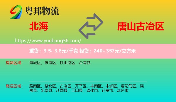 北海到古冶區(qū)物流