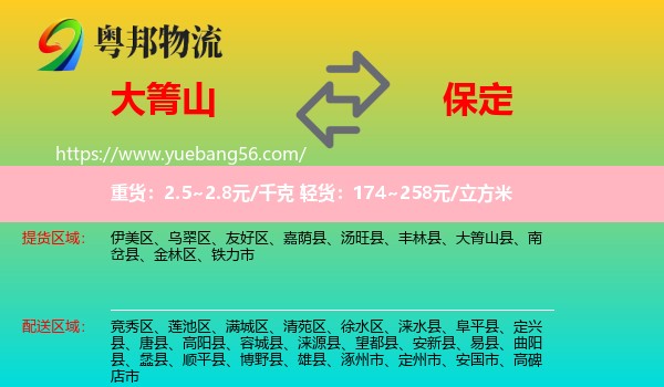 大箐山縣到保定物流