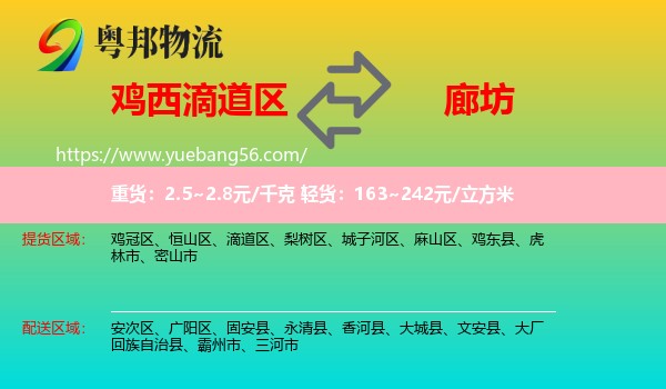 滴道區(qū)到廊坊物流