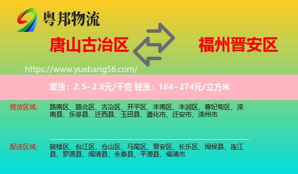 古冶區(qū)到晉安區(qū)物流