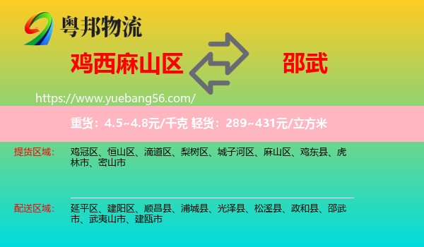 麻山區(qū)到邵武市物流