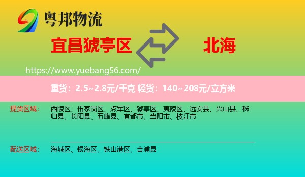 猇亭區(qū)到北海物流