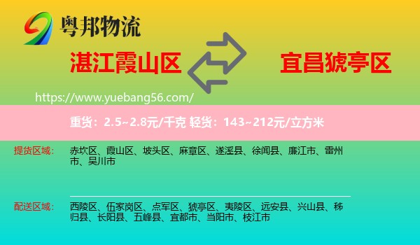 霞山區(qū)到猇亭區(qū)物流